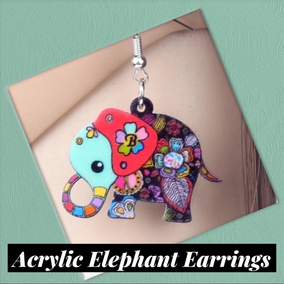 Jewelry - Funky Hippie Elephant Acrylic Earrings